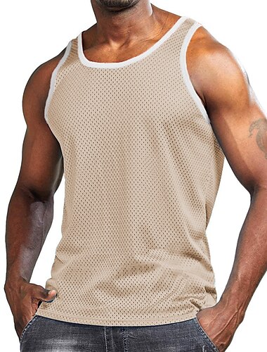  Homens Regata para Academia Camiseta de basquete Com Transparência Clássico Sem Manga Singlete Atlético Roupa Esportiva Respirável Secagem Rápida Pavio Humido Macio Ginástica Treino de Ginástica
