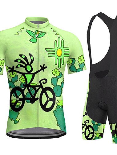  Miesten Pyöräily jersey ja haalarishortsit Lyhythihainen Maastopyöräily Maantiepyöräily Kesä Sininen Violetti Keltainen Kuvitettu Pyörä 3D alusta Nopea kuivuminen Takatasku Kosteuden siirtäv