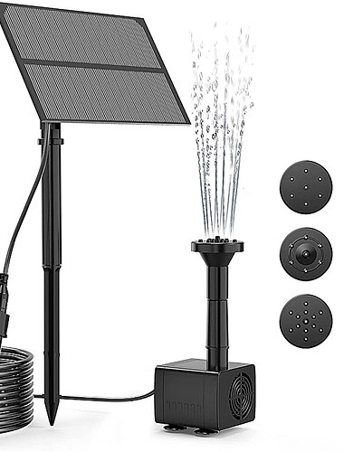  Fuente solar, bomba de agua, fuente solar para estanque de jardín, cascada para exteriores, baño de aves, vista de agua, fuente, decoración de jardín sin iluminación