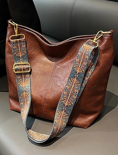  Per uomo Per donna Borsa a tracolla borse benna pelle sintetica Shopping Giornaliero Regolabile Massima capacità Duraturo Tinta unica Marrone Scuro Nero Bianco