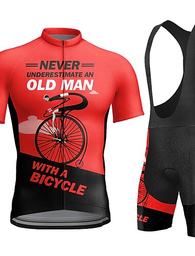  Herren Radtrikot mit Trägershorts Kurzarm Mountainbike MTB Straßenradsport Sommer Blau Gelb Rosa Grafik Buchstaben & Zahlen Lustig Fahhrad 3D-Polster Schnelltrocknend Rückentasche