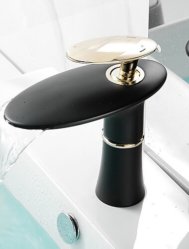  cascade salle de bain évier mitigeur rond, robinets de lavabo monocommande salle de bain avec tuyau d'eau chaude et froide monobloc vasque eau laiton robinet monté sur pont