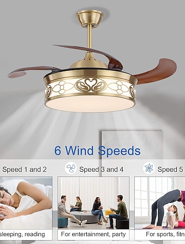  plafondventilator met app voor lichtcirkelontwerp&amp; afstandsbediening kristal 50cm dimbaar 6 windsnelheden moderne plafondventilator voor slaapkamer, woonkamer, kleine kamer 110-240v