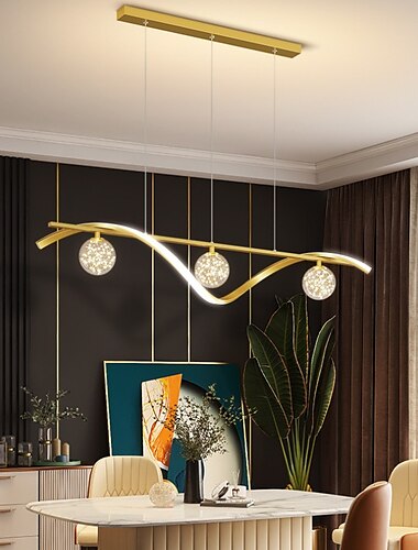  LED-Pendelleuchte, 100 cm, Inselbeleuchtung, dimmbar, Liniendesign, Aluminium, stilvoll, minimalistisch, lackierte Oberflächen, Lichter für Esszimmer, Küche, 110–240 V