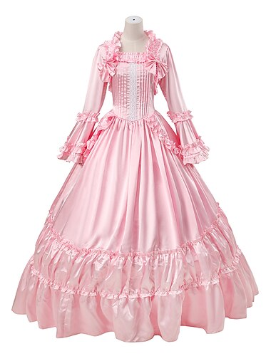  Rococó Victoriano siglo 18 Vestidos Ropa de Fiesta Baile de Máscaras Manga con volantes María Antonietta Tallas Grandes Vestido de Gala Mujer Chica Real Víspera de Todos los Santos Mascarada Carnaval