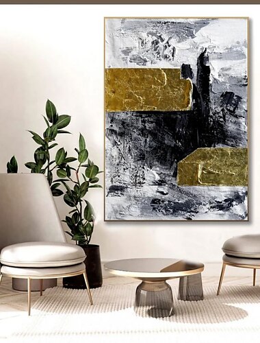  Pintura al óleo hecha a mano lienzo decoración de arte de la pared textura dorada abstracta moderna para la decoración del hogar pintura enrollada sin marco sin estirar