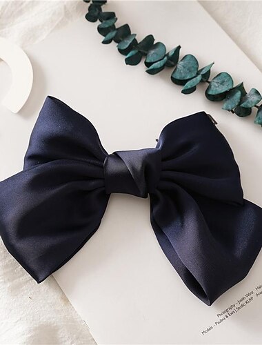  Große, geschichtete Satin-Haarschleifen für Frauen und Mädchen, 17,8 cm, rosa-blaue Haarspange, große Haar-Accessoires im Schleifen-Stil