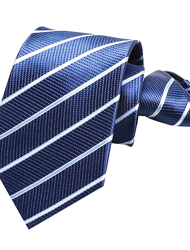  Homme Cravates Zip cravate Hommes Cravates Cravate à glissière Noeud Rayé Mariage Fête d'anniversaire