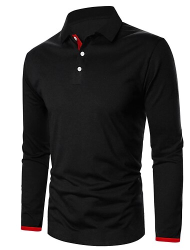 Homens Polos de botões Camiseta Polo Casual Feriado Lapela Manga Longa Moda Básico Tecido Botão Verão Normal Vermelho fogo Preto Azul Marinho Escuro Polos de botões   Homens Polos de botões Camiseta Polo Casual Feriado Lapela Manga Longa Moda Básico Tecido Botão Verão Normal Vermelho fogo Preto Azul Marinho Escuro Polos de botões