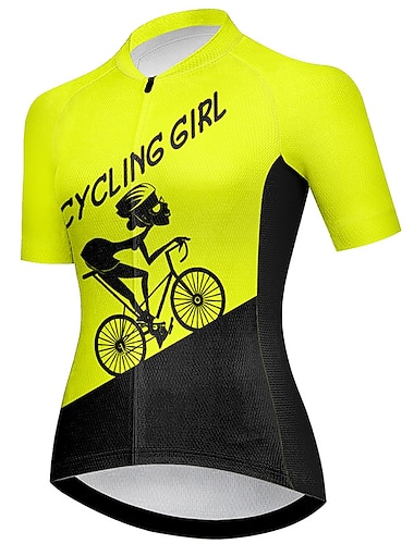  Mulheres Camisa para Ciclismo Gráfico Carta e Número Engraçado Manga Curta Moto Camisa / Roupas Para Esporte Blusas com 3 bolsos traseiros Ciclismo de Montanha Ciclismo de Estrada Secagem Rápida