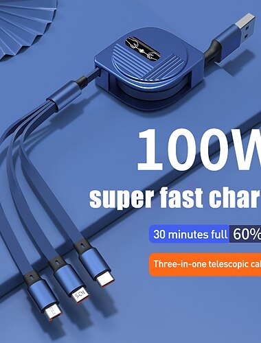  マルチ充電ケーブル 3.9 フィート usb a から雷/マイクロ/usb c 3 a 高速充電 3 で 1 磁気 540 回転 samsung iphone 電話アクセサリー