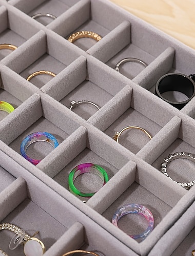  fluwelen sieradendisplay stapelbaar prachtige sieradenhouder draagbare ring oorbellen ketting organizer box organizer