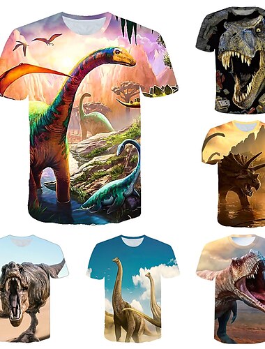  Pojkar 3D Grafisk Djur 3D T-shirt Kortärmad 3D-tryck Aktiv Häftig Barn Småbarn 2-12 år