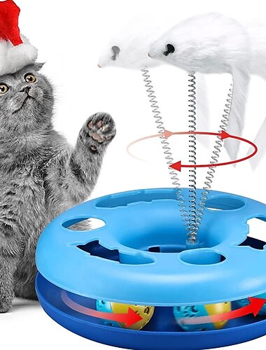  屋内猫用の面白い猫のおもちゃ インタラクティブ子猫のおもちゃ イヌハッカ付きローラートラック スプリングペットのおもちゃ エクササイズボール付き ティーザーマウス