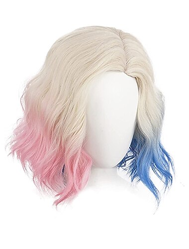  "Cosplay-parykker" Blond Lyserød Blå Krøllet Syntetisk hår Kort Parykker Dame Parykker Til fest