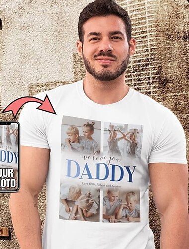  fars dag skräddarsydd t-shirt för pappa farfar presenter lägg till ditt eget foto skräddarsydda skjortor personliga tryckta herr t-shirt