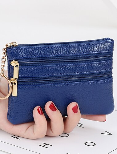  1 pièces femmes hommes en cuir porte-monnaie carte portefeuille embrayage double fermeture éclair mini sac à langer