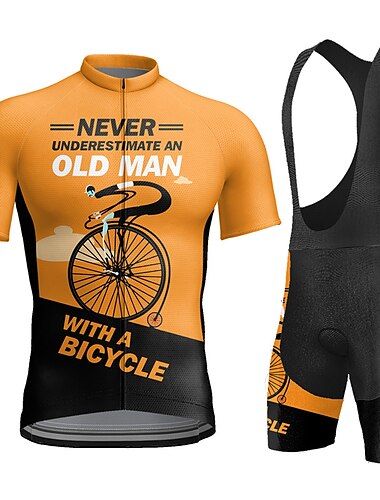  Herren Radtrikot mit Radhose kurz Trägern fahrradbekleidung Kurzarm MTB Mountain Rennrad Gelb Rosa Rote Graphic Fahhrad Sportkleidung 3D-Pad Atmungsaktiv Schnelltrocknend Tasche auf der Rückseite