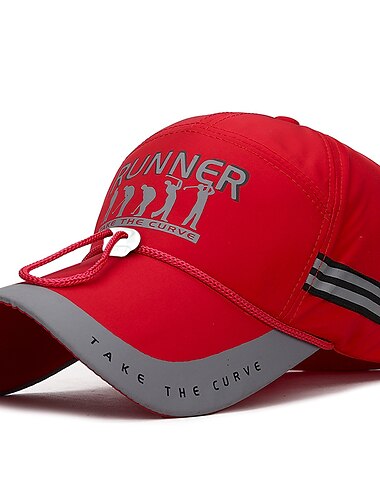  Herren Cap Basecap Kappe Schwarz Rote Polyester reflektierende Streifen Reise Strand Design Outdoor Urlaub Glatt Einstellbar Windundurchlässig