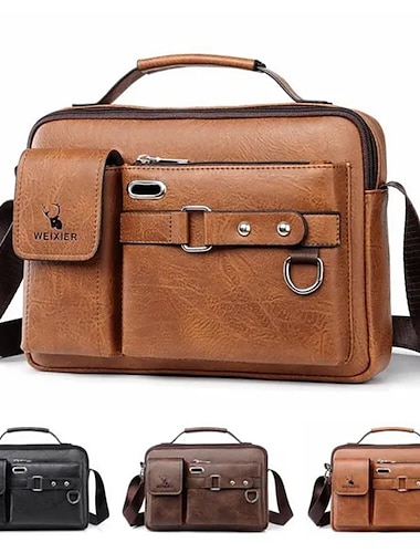  bolsa crossbody masculina weixier bolsas mensageiro de couro bolsa de ombro à prova d' água bolsa mochila bolsa vintage maleta bolsas para negócios de trabalho de viagem