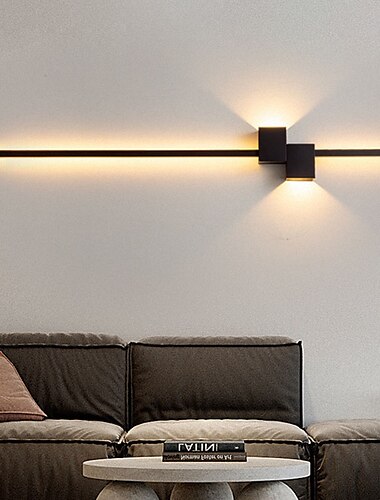  led fali lámpa csík dizájn fel és le fény 61/90cm modern led háttér fali lámpa nappali hálószoba éjjeli 10w alumínium beltéri fali lámpa világító lámpa meleg fehér 1db fekete 110-240v