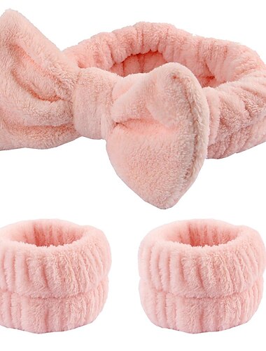  3-teiliges Gesichtswasch-Stirnband und Armband-Set, weiches Spa-Stirnband, Make-up-Hautpflege-Stirnbänder, Handgelenkhandtücher, Handgelenkbänder zum Waschen des Gesichts
