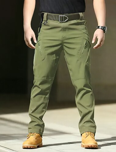 男性用 カーゴパンツ ズボン マルチポケット 平織り 耐久性 アウトドア カジュアル 日常 ファッション クラシック ブラック アーミーグリーン