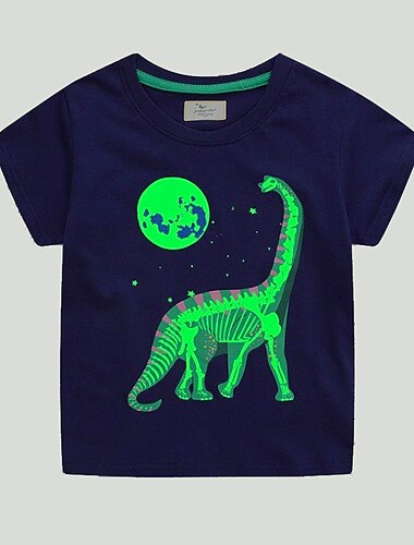  Baby Jungen T-Shirt Tee Tier Karikatur Kurzarm Baumwolle Kinder oben Schulanfang 3D-Druck bezaubernd Täglich Sommer Frühling Hai 3-7 Jahre