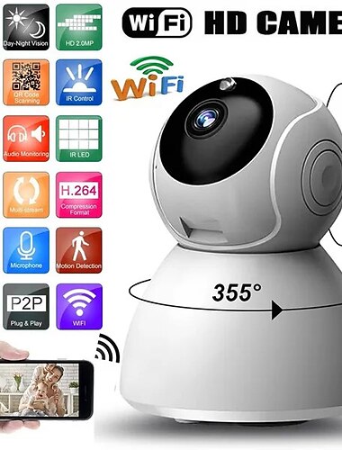  720p ip security camera draadloze cctv wifi home surveillance camera babyfoon ondersteuning p2p telefoon afstandsbediening ir-cut filter infrarood nachtzicht bewegingsdetectie twee-weg audio netwerk
