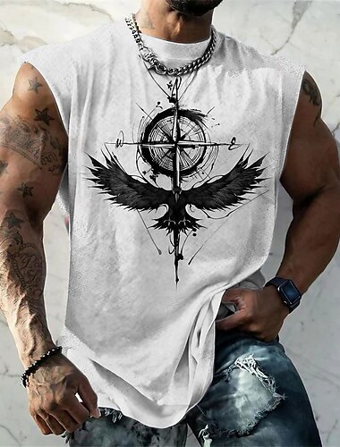  Herre Grafisk Dyr Vest topp Ermeløs T-skjorte for menn Ermeløs Stropper T skjorte 3D-utskrift Crew-hals Skjorte Mote Designer Muskel Daglig Sport Treningssenter Svart Hvit Mørkeblå Vår sommer Klær S