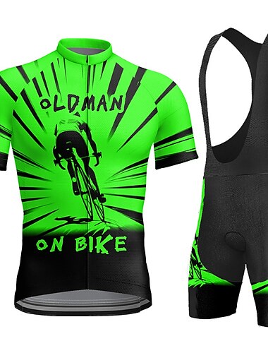  Herren Radtrikot mit Radhose kurz Trägern fahrradbekleidung Kurzarm MTB Mountain Rennrad Gelb Rote Blau Graphic Fahhrad Sportkleidung 3D-Pad Atmungsaktiv Schnelltrocknend Tasche auf der Rückseite