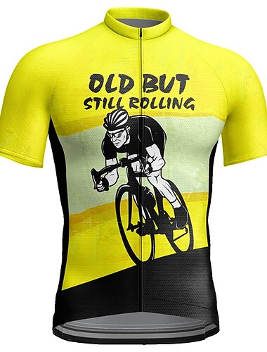  Voor heren Wielrenshirt Grafisch Letter en nummer Grappig Korte mouw Fietsen Shirt Kleding Bovenlichaam met 3 achterzakken Bergracen Wegwielrennen Sneldrogend Reflecterende strips Achterzak