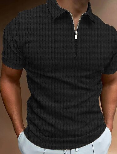  Homme POLO Tee Shirt Golf Casual Vacances Revers Quarter Zip Manche Courte Mode basique Plein Quarter Zip Eté Standard Noir bleu marine Gris POLO