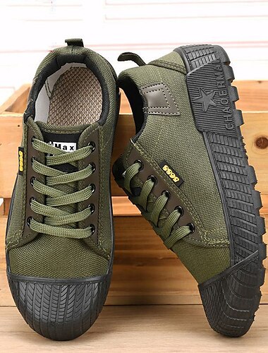  baskets en toile robustes pour hommes – chaussures décontractées d'extérieur à lacets durables avec semelle en caoutchouc pour la randonnée et le travail