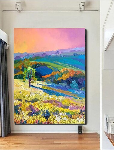  油絵手作り手描きの壁アート抽象ナイフ絵画風景日の出家の装飾装飾ロールキャンバスフレームなし未伸張