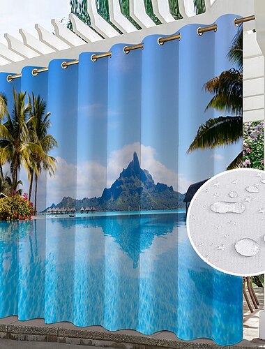  Wasserdichte Outdoor Vorhang Außenvorhänge für die Hochzeitsterrasse im Innenbereich, dicke Sichtschutz-Ösenvorhänge für Hochzeitsschlafzimmer, Wohnzimmer, Veranda, Pergola, Cabana, 1 Panel