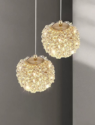  LED-Pendelleuchte, golden, 15,2 cm, dimmbare Kristallkugeln, Wohnzimmer-Deckenpendelleuchten, Wohnzimmer, luxuriöse goldene Kronleuchter-Befestigungen