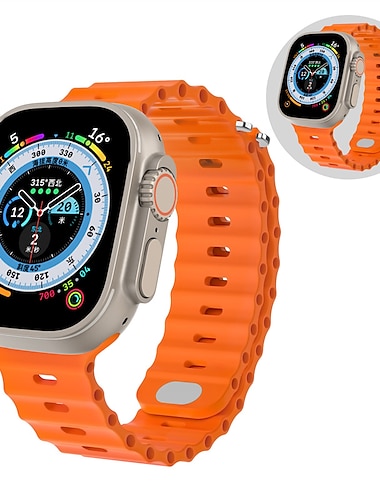  Группа океана Совместим с Ремешок для часов Apple Watch 38мм 40мм 41мм 42мм 44мм 45мм 49мм Водонепроницаемый Регулируется Женщины мужчины силиконовый Сменный ремешок для часов для iwatch Series Ultra