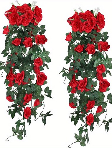  1 peça de flor artificial pendurada (3,3 pés), flor artificial de resistência à oxidação premium, simulação de videira rosa, arranjo de videira de toque real, decoração de quarto, decoração de casa,