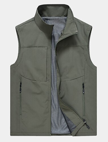  Herren Anglerweste Weste für Wanderer Ärmellos Oberbekleidung Shirt Außen Atmungsaktiv Schnelltrocknend Multi Pocket Leichtgewichtig Tasche Schnalle Chinlon Schwarz Sahne Armeegrün Arbeit Angeln