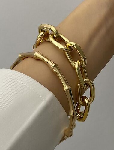  2St Damen Armband Klassisch Mode Punk Personalisiert Aleación Armband Schmuck Silber / Gold Für Täglich Verabredung