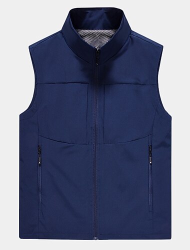  בגדי ריקוד גברים וסט Gilet אפוד דייגים וסט לטיולי הליכה אפוד ללא שרוולים ז'קט ג'יל לבוש יומיומי מודרני עכשווי אביב קיץ חוץ צבע אחיד / רגיל רוכסן צווארון עומד(סיני) מונח בצורה רפויה