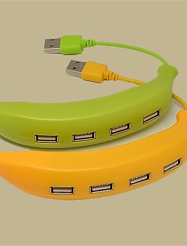  محور USB 2.0 سريع 4 منافذ محول كابل فاصل محمول موسع مبتكر تصميم شكل خضروات فواكه رائع للكمبيوتر المحمول Mac المحمول (الموز)