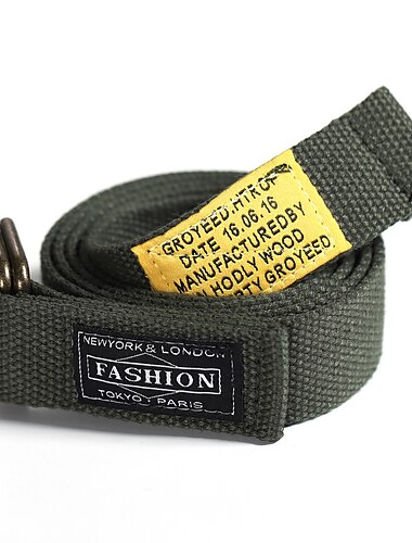  Canvas-Gürtel, Unisex, Webstoff, lässiger Gürtel mit doppeltem D-Ring, schwarz-grüne Canvas-Legierung, modisch, einfarbig, Alltagskleidung, Wochenende