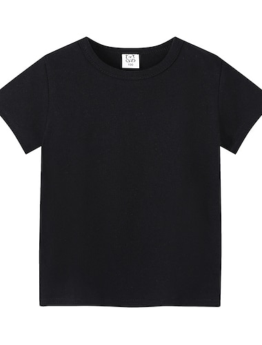  T-shirt Tee Enfants Garçon Couleur unie Manche Courte Coton Haut pour enfants Extérieur Neutre du quotidien Eté Noir Blanche Jaune 4 ans et +