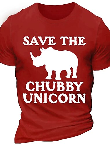  Herren Tiermotiv Buchstabe Grafikdrucke Nashorn T Shirt Grafischen T-Shirt 100% Baumwolle Kurzarm Grafik Hemd Schwarz Weiß Wein Bequemes T-Shirt Urlaub Straße Modedesigner-Kleidung
