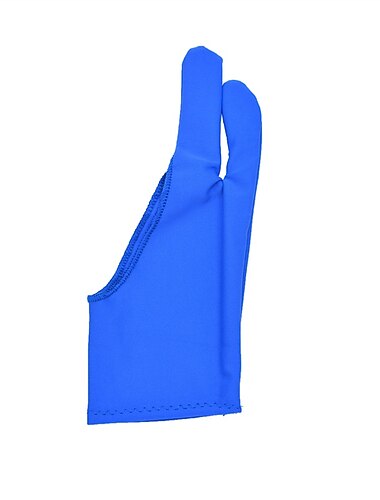  2 Stück professioneller Künstler, der Zwei-Finger-Antifouling-Handschuh für das Grafiktablett-Lichtpad zeichnet (schwarz, blau, rot, lila, rosa)