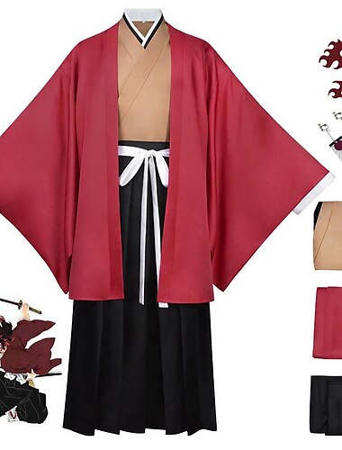  Demon Slayer: Kimetsu no Yaiba Yoriichi Tsugikuni Anime Κοστούμια Cosplay Κιμονό Απόκριες Κορυφή Παντελόνια Σκουλαρίκια Για Ανδρικά Γυναικεία Ενηλίκων