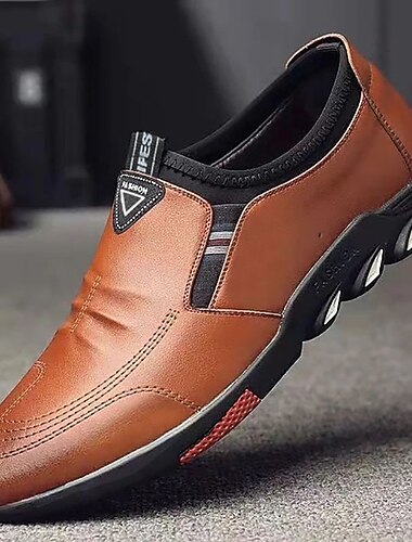  ανδρικά slip-on casual loafers – καφέ ψεύτικο δέρμα αναπνεύσιμα παπούτσια περπατήματος με εύκαμπτη σόλα – ελαφριά αθλητικά παπούτσια μόδας για καθημερινή χρήση και ταξίδια