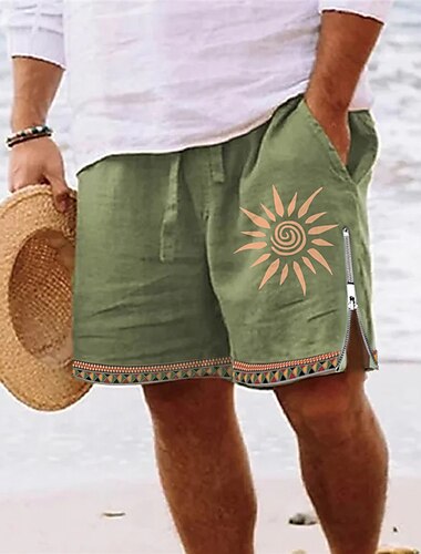  Homens Bermuda de Surf Shorts de Natação Calção Justo de Natação Zíper Bolsos Cintura elástica Sol Estampas Abstratas Conforto Respirável Curto Casual Diário Feriado Roupa de rua Havaiana Verde Claro